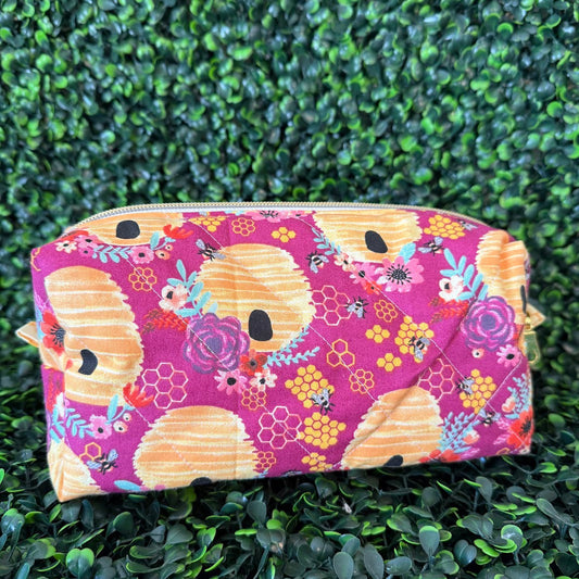 Medium Pink Beehive Makeup Bag