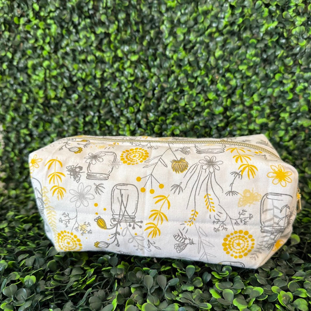 Medium Yellow Bee Makeup Bag