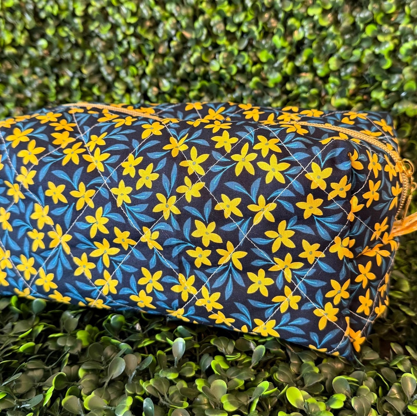 Large Yellow Flower Makeup Bag